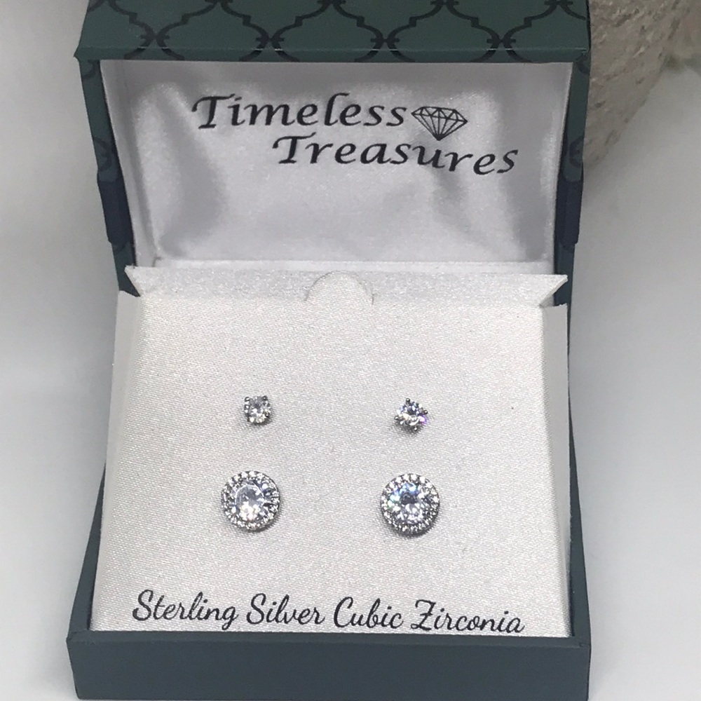 Timeless Treasures Sterling Silver CZ Stud earring